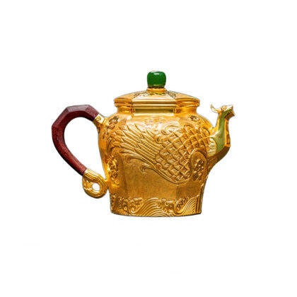 Handcrafted Silver Teapot with 24k Gold Plating